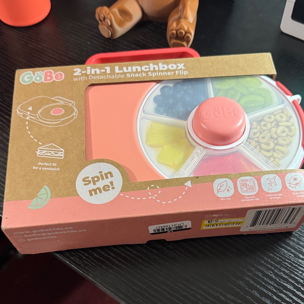 2-in-1 Lunchbox with Detachable Snack Spinner - Pink